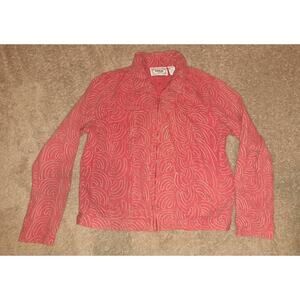 Tantrums Womens Red Embroidered Collared Long Sleeve Full Zip Jacket Size PL